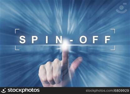 hand clicking on spin off button with zoom effect background