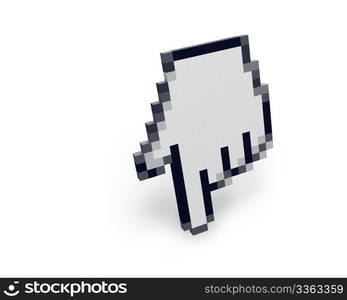 Hand cursor standing left view isolated on white background