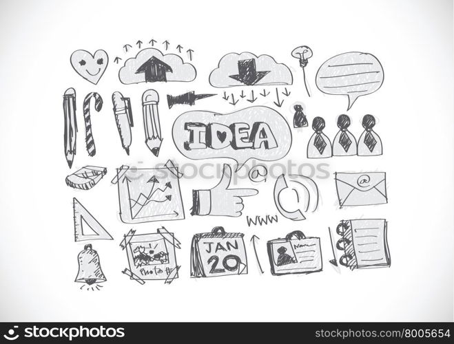 Hand doodle Business icon set idea design