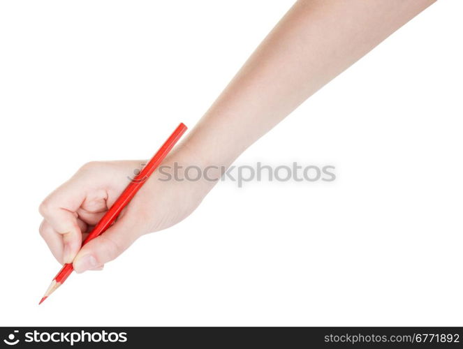 hand drafts by red pencil isolated on white background