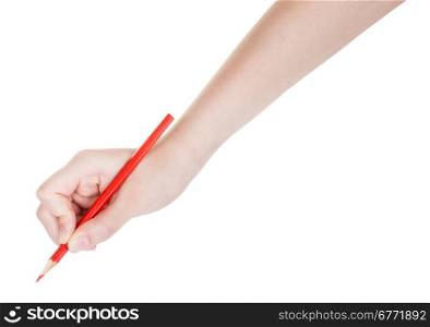 hand drafts by red pencil isolated on white background