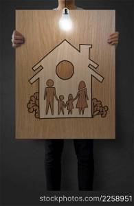 hand draw family and house as insurance concept