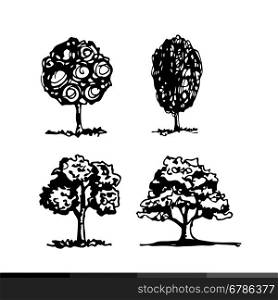 Hand Draw Tree Icon Illustration design