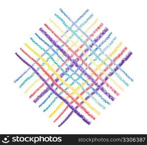 Hand drawing colorful crayon lines, isolated on white background