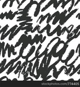 Hand drawn brush strokes seamless pattern. Black Ink backdrop. Vector illustration. Hand drawn brush strokes seamless pattern. Black Ink backdrop.