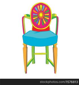 Hand drawn doodle illustration of a postmodern multicolored classical revival chair, object isolated on white, Adam hystorical furniture style
