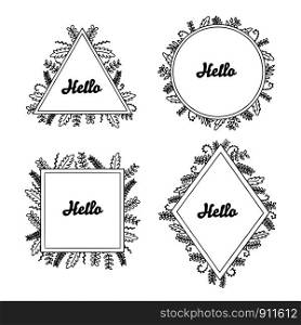 Hand drawn floral frames set for branding
