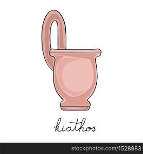 Hand drawn illustration of a kyatos, greek antique vessel isolated on white, cartoon style graphics