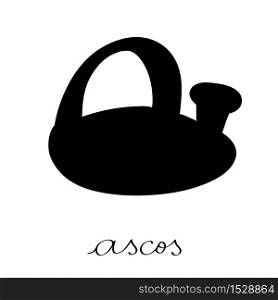 Hand drawn illustration of an ascos, greek antique vessel silhouette isolated on white
