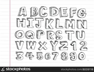 Hand drawn letters font written with a pen