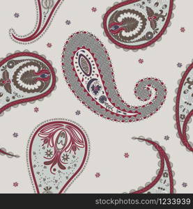 Hand drawn paisley seamless pattern, vector background