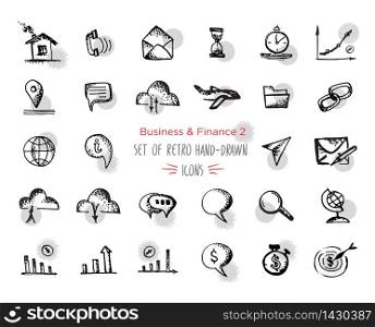 Hand-drawn sketch finance web icon set - economy, money, finance, payments. With emphasis in round spots form. Vector illustrations Isolated black on white background. Hand-drawn sketch finance web icon set - economy, money, payments.With emphasis in round spots form. Isolated black on white background