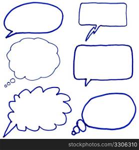 Hand drawn thought bubbles.