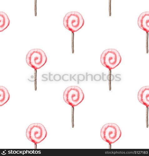 Hand drawn Valentine watercolor seamless pattern with lollipop