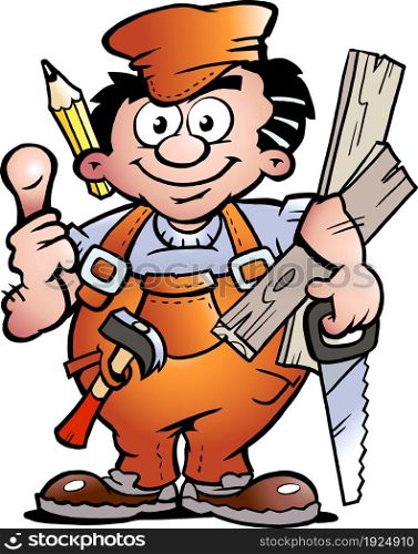 Hand-drawn Vector illustration of an Carpenter Handyman