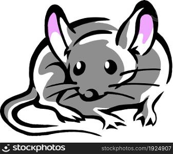 Hand-drawn Vector illustration of an Mouse with big pink ears