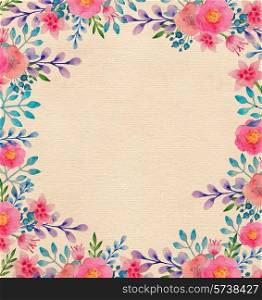Hand drawn watercolor floral frame
