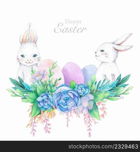 Hand drawn watercolor happy easter for design. Watercolor illustration.