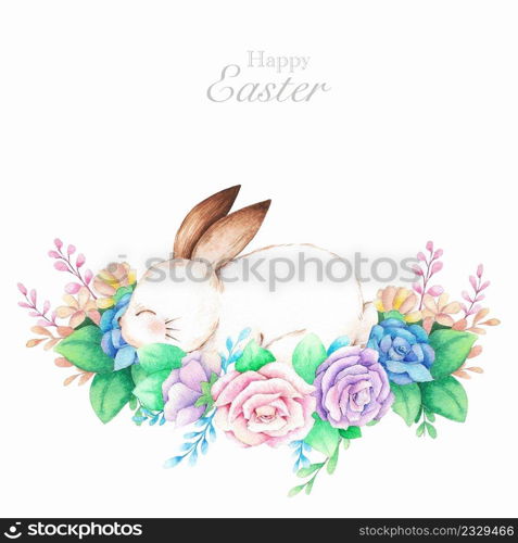 Hand drawn watercolor happy easter for design. Watercolor illustration.