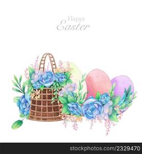 Hand drawn watercolor happy easter for design. Watercolor illustration.