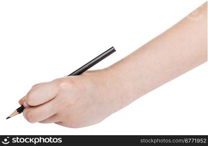 hand draws by black pencil isolated on white background