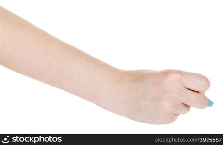 hand draws by blue chalk isolated on white background