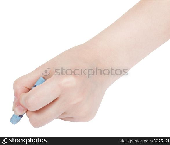 hand draws by blue pastel isolated on white background