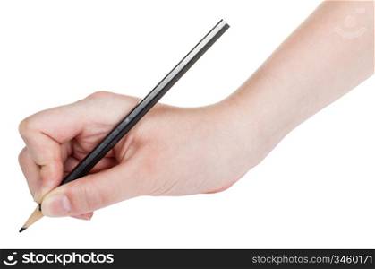 hand draws by wood black pencil close up isolated on white background