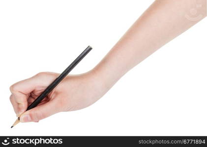 hand draws by wood black pencil isolated on white background