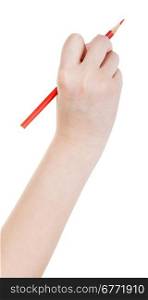 hand draws by wood red pencil isolated on white background