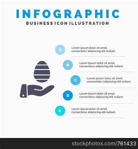 Hand, Egg, Easter, Nature Solid Icon Infographics 5 Steps Presentation Background