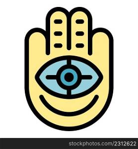 Hand eye amulet icon. Outline hand eye amulet vector icon color flat isolated. Hand eye amulet icon color outline vector