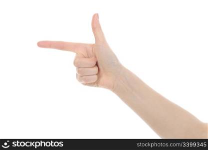 hand finger pointing. Isolated on white background