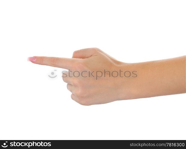 hand finger pointing. Isolated on white background
