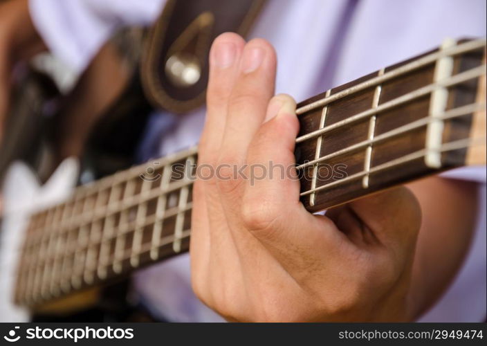 hand for Bass guitar and music