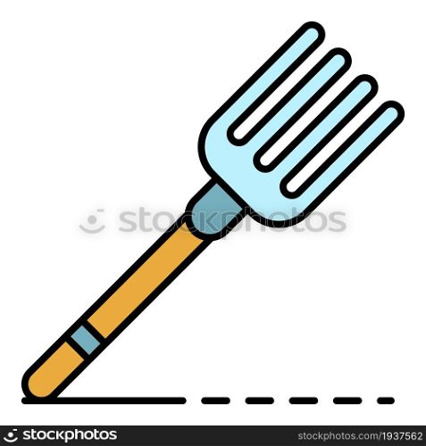 Hand fork icon. Outline hand fork vector icon color flat isolated. Hand fork icon color outline vector