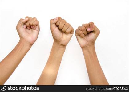 hand from children for victory on white background