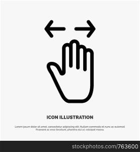 Hand, Gesture, Left, Right, zoom out Line Icon Vector