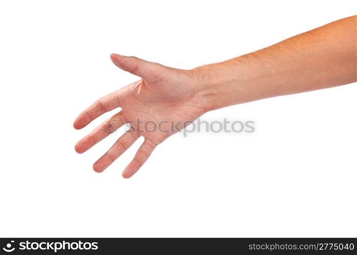 Hand gesture of male isolated on a white background