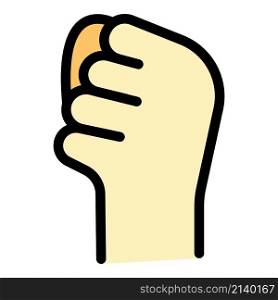 Hand gesture revolution icon. Outline Hand gesture revolution vector icon color flat isolated. Hand gesture revolution icon color outline vector
