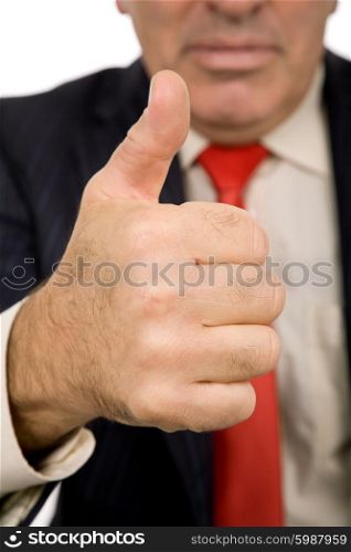 hand going thumb up, business man detail