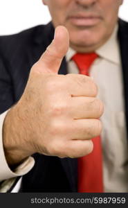 hand going thumb up, business man detail