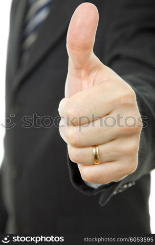 hand going thumb up, business man detail