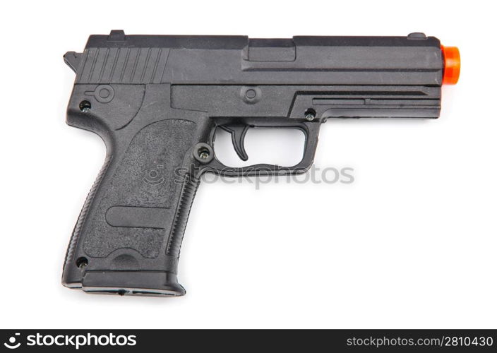 Hand gun isolated on the white background