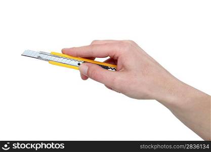 hand holding a cutter