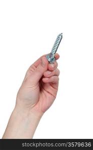 Hand holding a screw