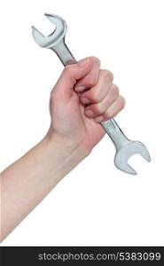 Hand holding a spanner