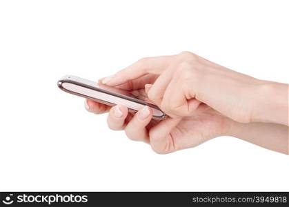 Hand holding big touchscreen smart phone