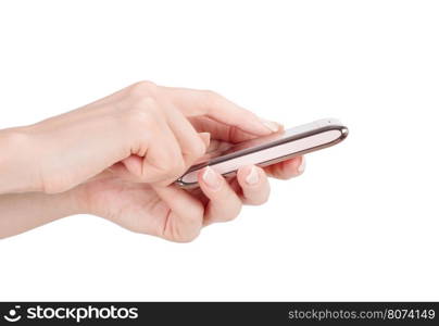 Hand holding big touchscreen smart phone