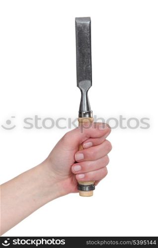 Hand holding chisel